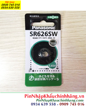 Panasonic SR626SW (Vỉ nội địa Nhật), Pin đồng hồ 1.5v Silver Oxide Panasonic SR626SW-Pin 377 (Xuất xứ NHẬT)